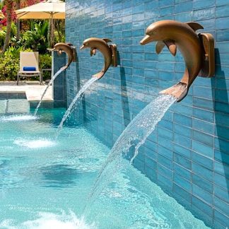 Pool Dolphin Scupper Spillway and Sheer Descent Water Feature Fountain For Pools and Landscapes