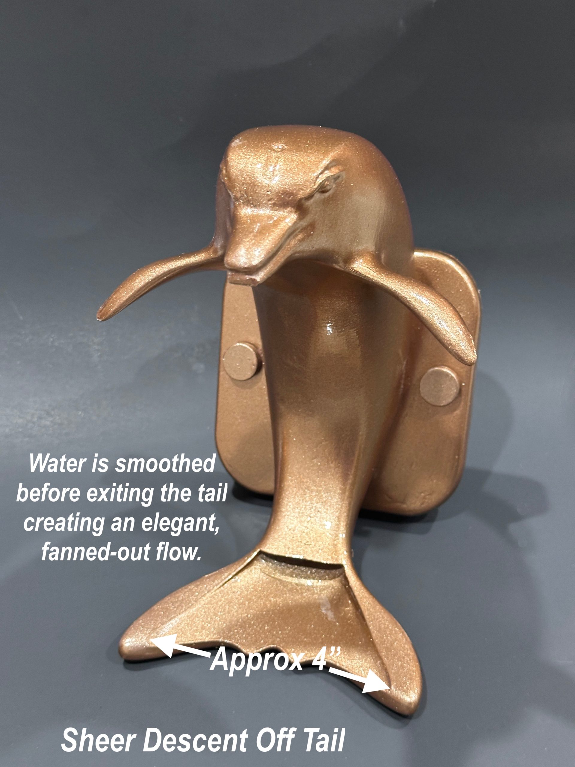 Pool Dolphin Scupper Spillway and Sheer Descent Water Feature Fountain For Pools and Landscapes - Image 2