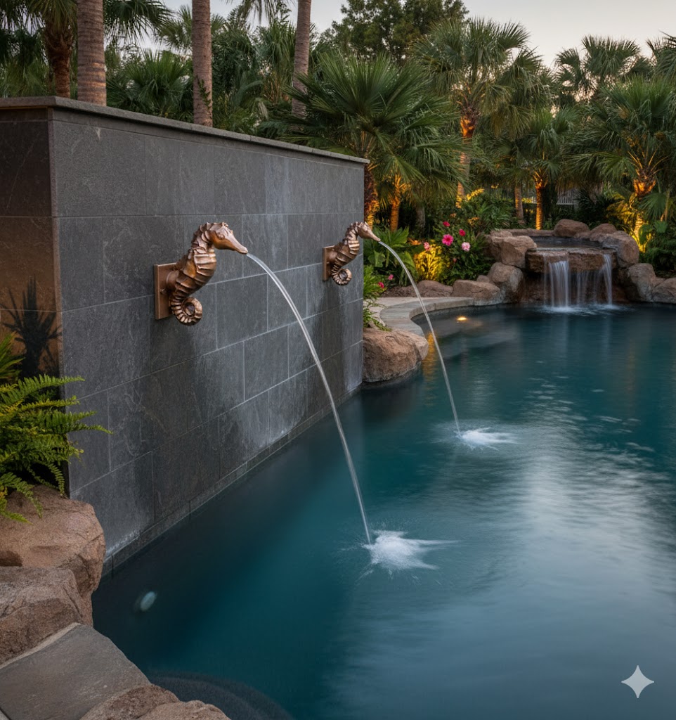 Seahorse Scupper – Luxury Sheer Descent Scupper Spillway Water Feature - Image 8