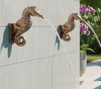 Seahorse Scupper – Luxury Sheer Descent Scupper Spillway Water Feature
