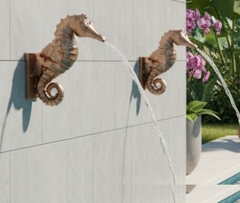 Seahorse Scupper – Luxury Sheer Descent Scupper Spillway Water Feature