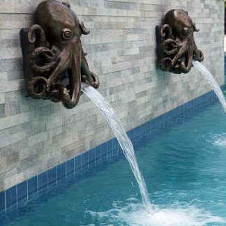Octopus Pool Scupper Spillway: Hand-Finished Metallic Water Feature