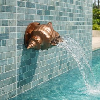 Conch Shell Spillway Scupper Fountain – Coastal Pool Water Feature, Metallic Finish